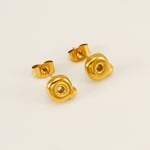 Gold color / 1 Pair Simple Series Elegant Letter Q Titanium Steel  Gold Color Women's Stud Earrings Picture17